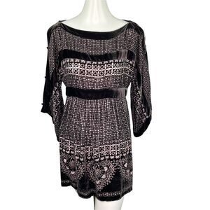 BCBG MaxAzria Brown Velvet Open Shoulder Bell Sleeve Short Dress Women's Sz S